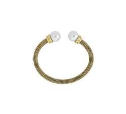 Tender rigid gold bracelet. White Pearl