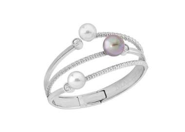 Brazalete rígido Wave con perlas Majorica