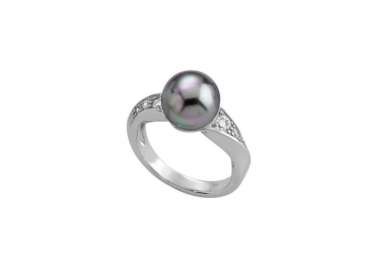 Anillo de plata con perla Majorica Ceres_perla_gris