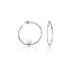 Pearl hoops earrings Marianela_silver