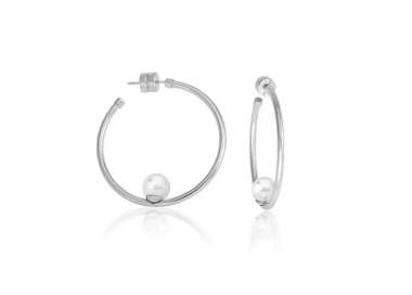 Pearl hoops earrings Marianela_silver