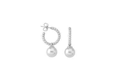 Majorica pearl Earrings Hoop_silver