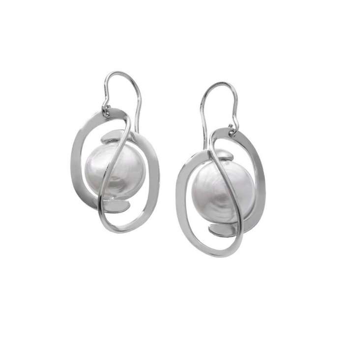 Silver Majorica pearl earrings Córcega