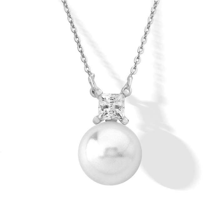 Majorica pearl pendant Selene with silver chain_detalle