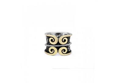 Anillo doble de plata con detalles en oro Bohemme X