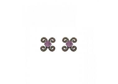 Pendientes de plata Color Bohemme Circonitas marrones_piedra violeta
