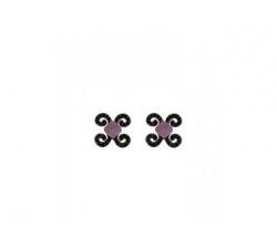 Silver earrings Bohemme color collection with black zircons and violet gemstone