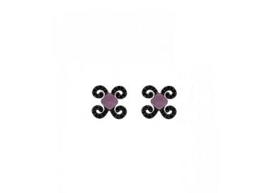 Pendientes de plata Color Bohemme Circonitas negras_piedra violeta
