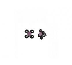 Silver earrings Bohemme color collection with black zircons and violet gemstone_profile
