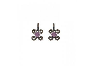 Silver earrings with brown zircons and violet gemstone_pendant version