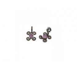 Silver earrings with brown zircons and violet gemstone_pendant version_profile