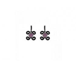 Silver earrings with black zircons and violet gemstone_pendant version