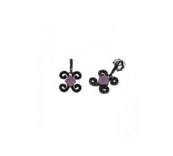 Silver earrings with black zircons and violet gemstone_pendant version_profile