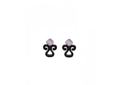 Pendientes de plata Color Bohemme Circonitas negras_piedra violeta_oriente