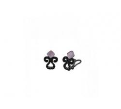 Silver earrings with black zircons and violet gemstone_east style_profile