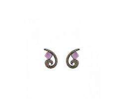 Silver earrings with brown zircons and violet gemstone_version 4