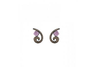 Pendientes de plata Color Bohemme Circonitas marrones_piedra violeta_versión 4