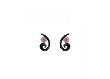 Silver earrings with black zircons and violet gemstone_version 4