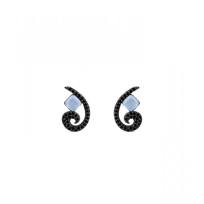 Silver earrings with black zircons and blue gemstone_version 4