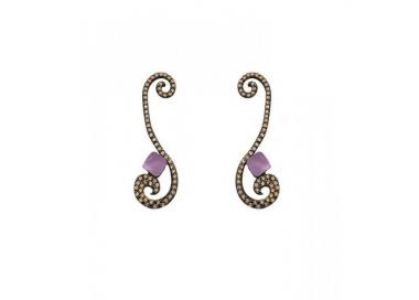 Pendientes de plata Color Bohemme Circonitas marrones_piedra violeta_largos