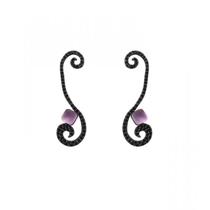 long earrings Bohemme Color. Black zircons