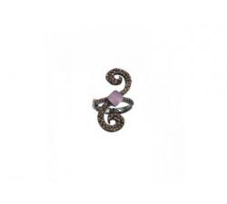 Handmade silver ring with brown zircons and amethyst
