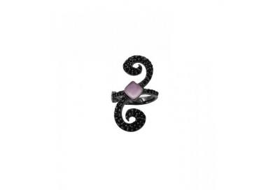 Anillo de plata Color Bohemme Circonitas negras_piedra violeta