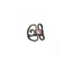 Handmade silver ring with brown zircons and amethyst_Bohemme_butterfly_profile