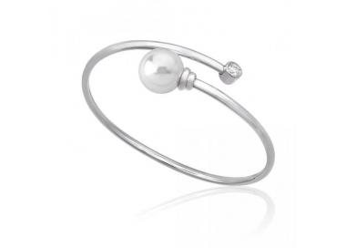 Brazalete de plata con perla Majorica Alina_perla blanca
