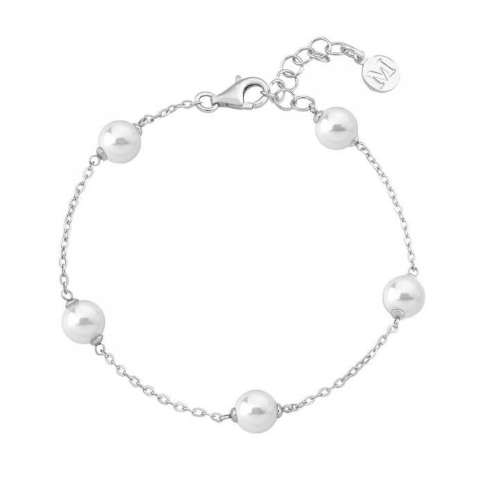 Silver bracelet Utopía with Majorica pearls