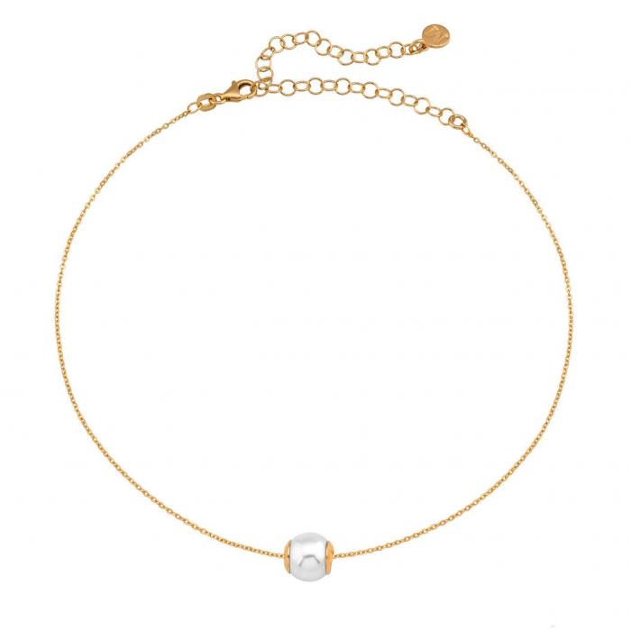 Majorica gold-plated silver choker with a white pearl Nuada 10 mm