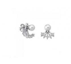 Majorica pearl silver earrings Mood