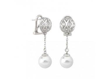 Majorica pearl long earrings Esfera_silver_profile