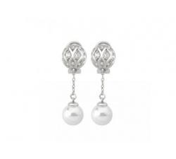 Majorica pearl long earrings Esfera_silver