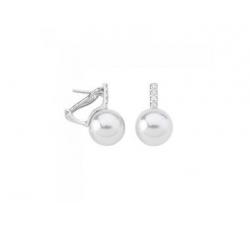 Pendientes de plata con perla Majorica y circonitas Fugaz