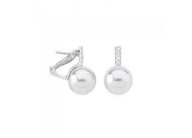 Pendientes de plata con perla Majorica y circonitas Fugaz