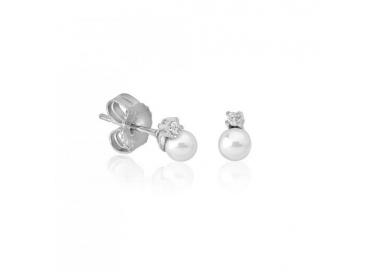 Pendientes con perla Majorica y circonita Cíes_perla blanca_perfil