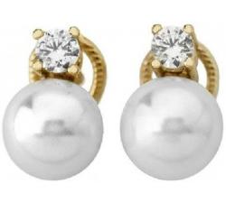 Pendientes con perla Majorica y circonita Diva