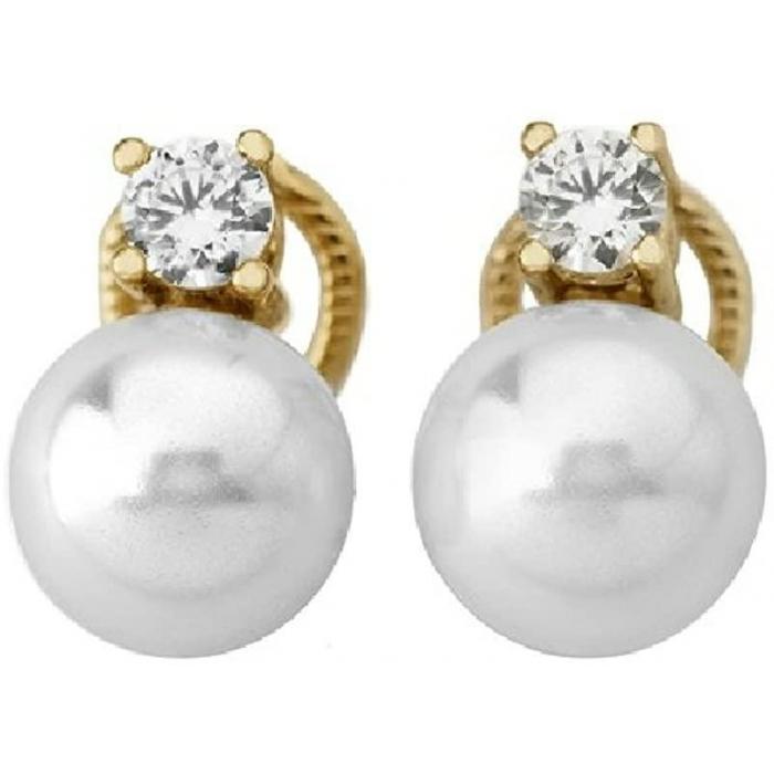 Pendientes con perla Majorica y circonita Diva Pendientes con perla Majorica y circonita Diva