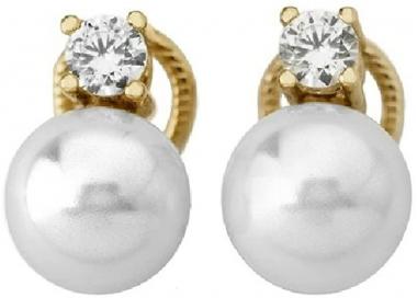 Pendientes con perla Majorica y circonita Diva
