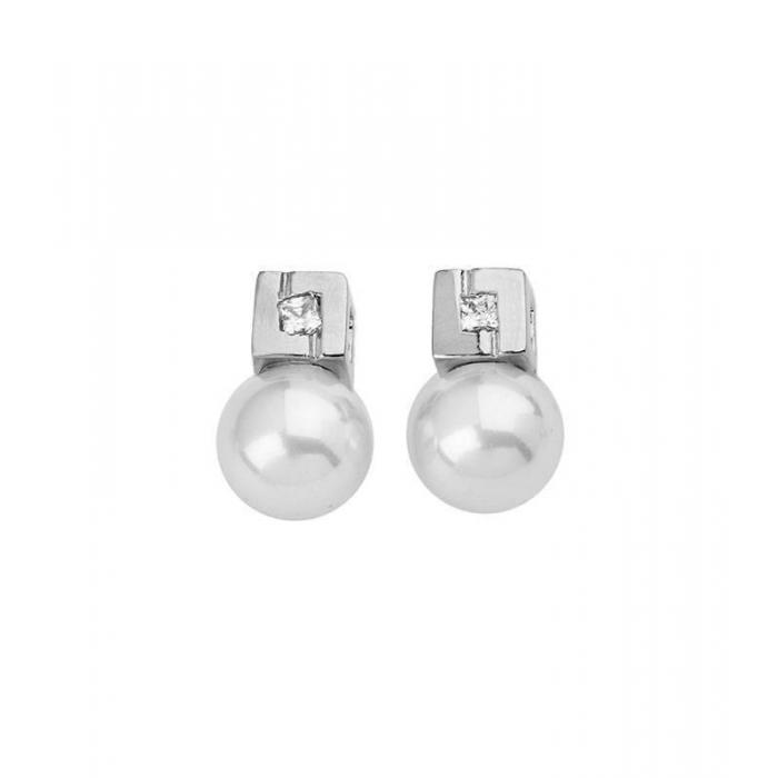 Majorica pearl earrings with zircons Tú y Yo 2