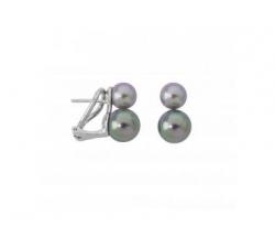 Pendientes con perla Majorica gris Era