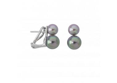Pendientes con perla Majorica gris Era