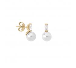 Majorica pearl earrings Auva_golden silver_profile