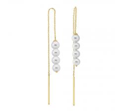 Majorica pearl long earrings Mikonos_golden silver
