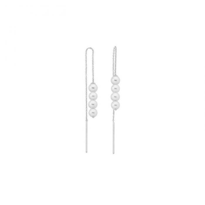 Majorica pearl long earrings Mikonos_silver