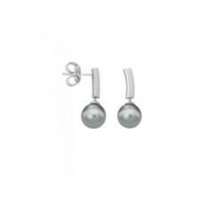 Majorica pearl earrings Espiga_gray pearl_silver