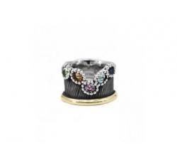 Handmade silver ring with gems and gold details Allegria by Bohemme