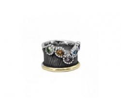 Handmade silver ring with gems and gold details Allegria by Bohemme_profile