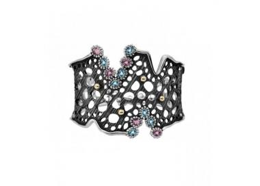 Pulsera de plata con Amatista y Topacio Sky colección Allegria de Bohemme